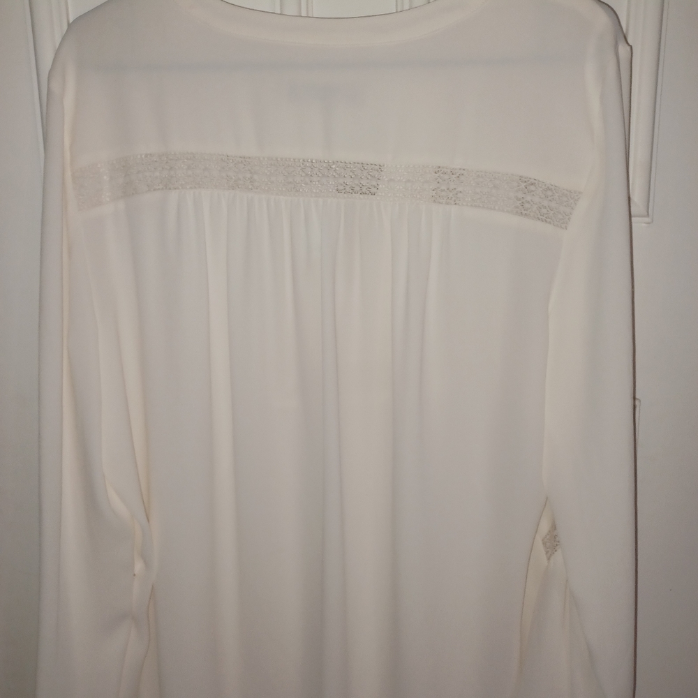 Loft white Lace Trim Blouse Top Shirt Size Large New With Retail Tag $59.99